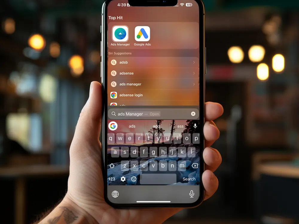 Phone showing the Google Ads and Meta Ads Manager apps